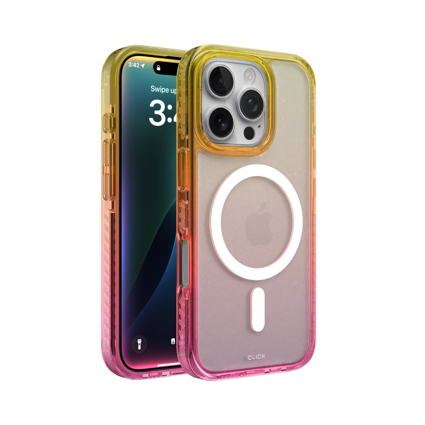 Étui MagSafe CLICK Clear Ombre - Rose et violet