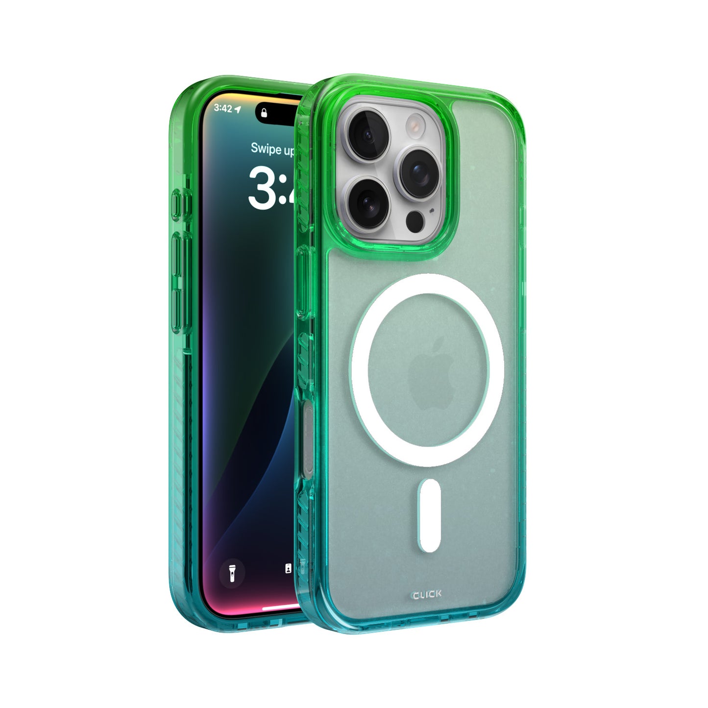 Étui MagSafe CLICK Clear Ombre - Vert et bleu