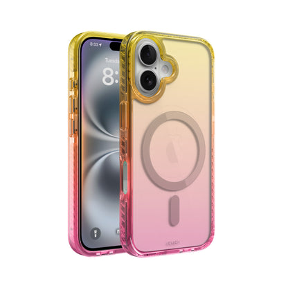 Funda CLICK Clear Ombre MagSafe para iPhone 16 - Amarillo y rosa
