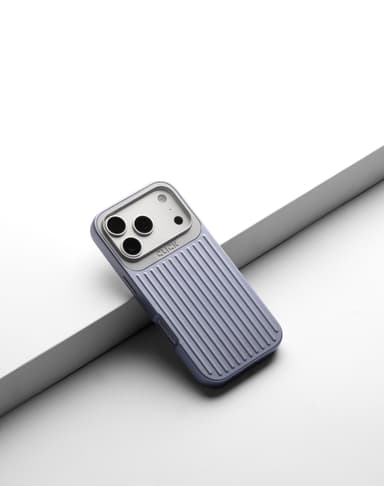 Lavender CLICK Nova case on a phone, close on the raised camera plate and the triple-lens cutout